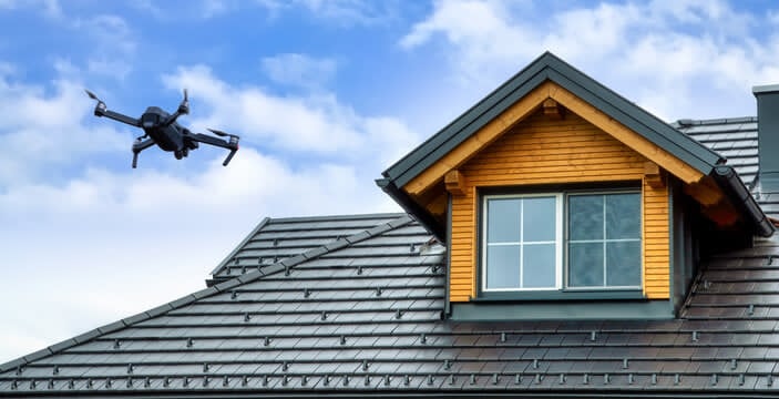 Our Drone Flying Over a Roof in Falkirk Doing an Inspection